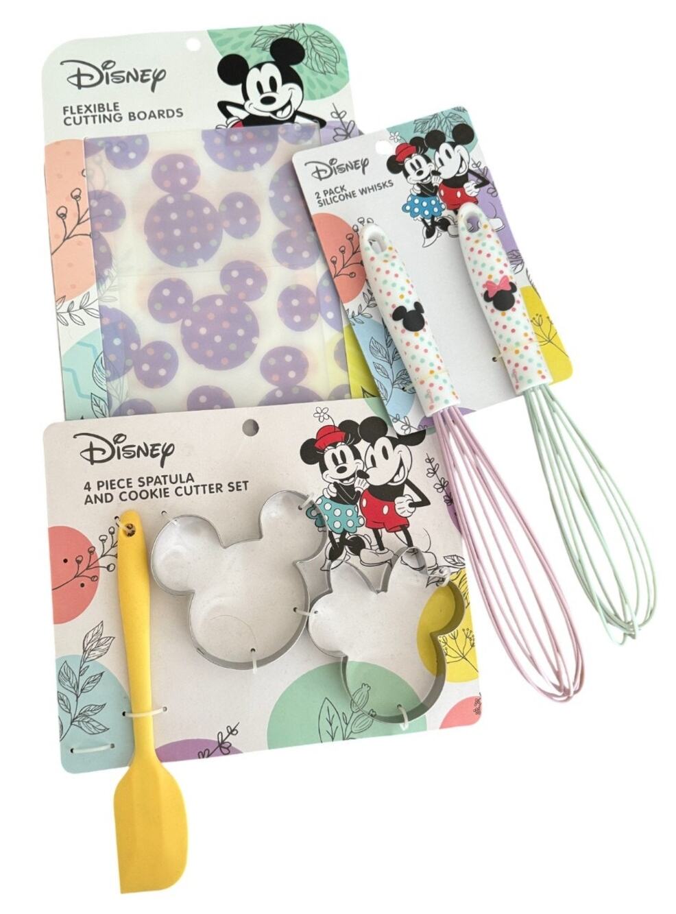 NEW Disney Minnie & Mickey Cookie Cutters, Spatula, 2 Whisks, & 4 Cutting Boards